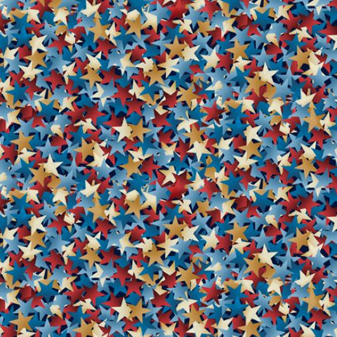 Patriotic Multi-star 108" Quilt Backing 100% Cotton BY THE 1/2 YARD!!!