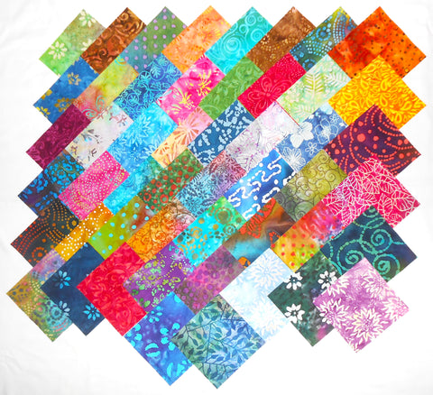 100 5" Quilting Fabric Squares Beautiful New Batiks/ 50 Colorways!!