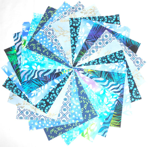 40 5 Inch Midnight in The Garden Quilting Square Prints Gorgeous Shades of Blue!