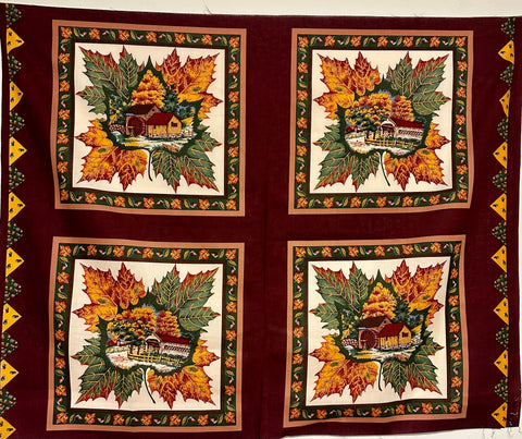 Maple Leaf Junction Pillow Panel/ Wall hanging Quilt Panel 36" X 43"
