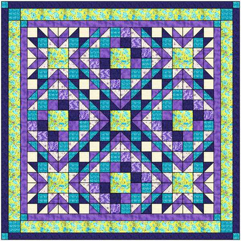 Shooting Star Purple & Green Queen /Pre-cut Fabrics Ready To Sew