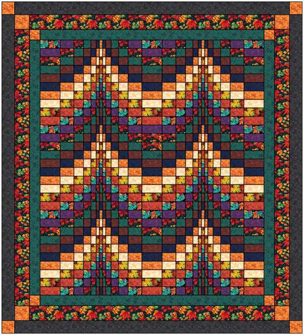 Quilt Kit Autumn Leaves Bargello  with Autumn strips Fabric/Strip Bargello