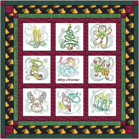 Quilt Kit Christmas Magic/Ready2Sew/w Finished Embroidery Blocks