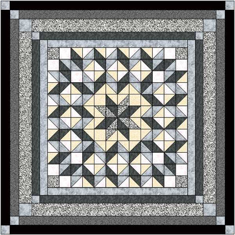 Easy Quilt Kit/Galaxy Star Queen/Black and White /Pre-cut Fabrics Ready To Sew
