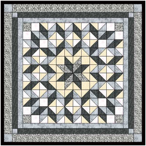 Easy Quilt Kit/Galaxy Star /Black and White /Pre-cut Fabrics Ready To Sew
