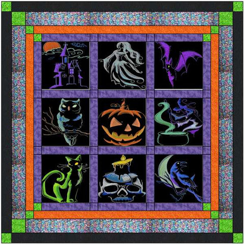 Quilt Kit/Halloween Shadows/Ready2Sew/w Finished Embroidery Blocks
