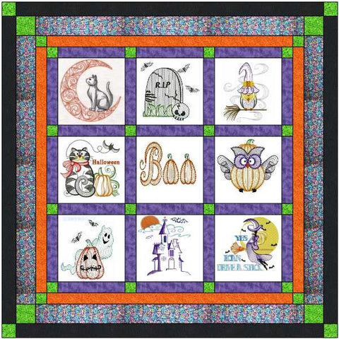 Quilt Kit/Halloween Boo!/Ready2Sew/w Finished Embroidery Blocks