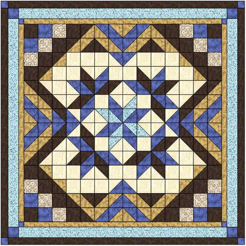 Easy Quilt Kit Heavens Variation Blue/Brown/Precut/Ready to Sew