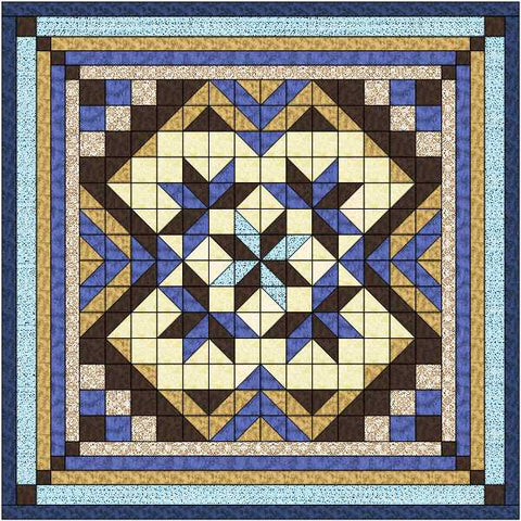 Easy Quilt Kit Heavens Variation Queen Blue/Brown/Precut/Ready to Sew