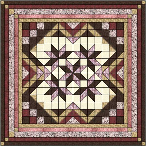 Easy Quilt Kit Heavens Variation Burgandy, Rose, Brown/Queen/Precut/Ready to Sew!!