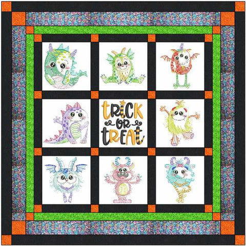 Quilt Kit/Halloween Monster Mash/Ready2Sew/w Finished Embroidery Blocks