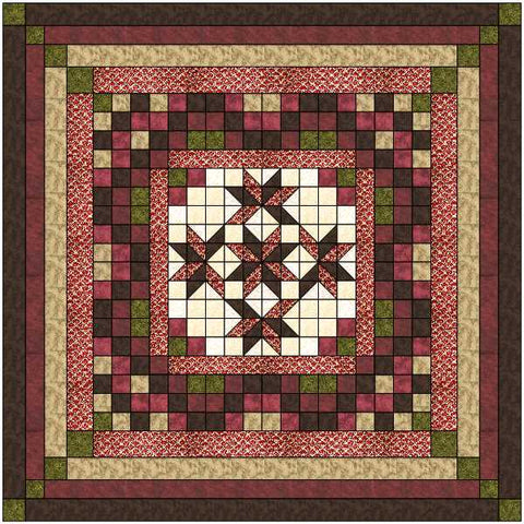 Nine Patch Starlily Burgandy & Brown/Precut Fabrics Ready To Sew