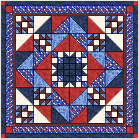 Easy Quilt Kit Star Medallion Patriotic/Precut/Ready to Sew!! 69" X 69"