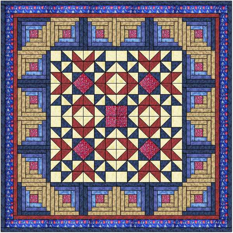 Quilt Kit/Patriotic Stars and Stripes/Red White Blue/Pre-cut Fabric Ready To Sew/Full