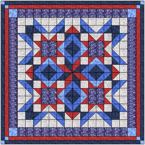 Quilt Kit/Rockets Red GlarePatriotic Red White Blue/Pre-cut Fabric Ready To Sew