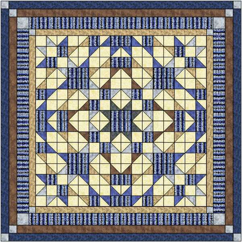 Easy Quilt Kit Shadow Illusion Queen size Blue and Brown /Precut/Ready to Sew!!