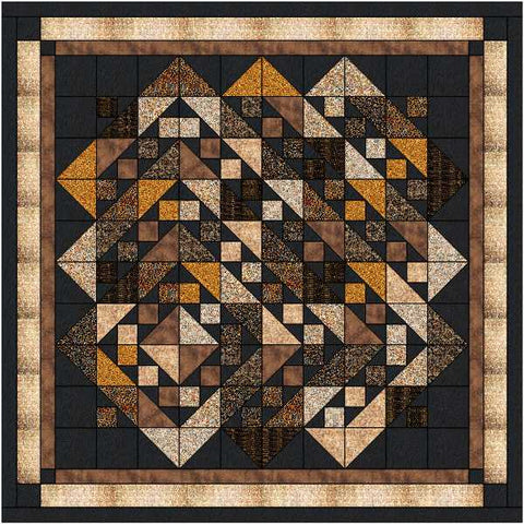 Easy Quilt Kit (Silk) Offset Neutrals Queen/ Pre-cut Fabrics Ready To Sew