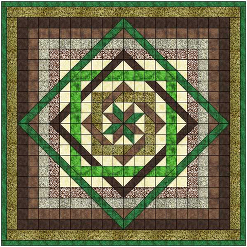 Easy Quilt Kit Tumbling Star/Green and Browns/Precut/Ready to Sew!!