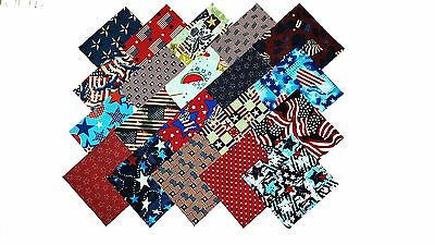 100 4 inch Quilting Fabric Sqs/Patriotic MEDLEY/Red/Wht/Blue-4"Buy IT NOW!!#1
