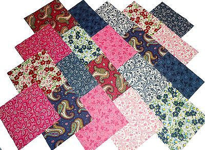 40 5" Quilting Fabric Squares DANCING PINKS and BLUES