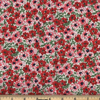 Flower Patch Florals Shades of Red 100% Cotton BY THE YARD!!!