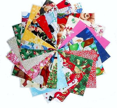 100 4" Christmas  #1 Quilting Fabric Squares Beautiful BUY IT NOW  !!!