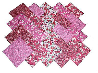 40 5" Quilting Fabric Squares PASSIONATE PINKS AND REDS