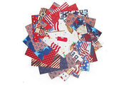 40 5" Quilting Fabric Squares/Patriotic/Red/Wht/Blue!20 different -2 of each #1