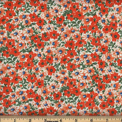 Flower Patch Florals Orange/Peach 100% Cotton BY THE YARD!!!