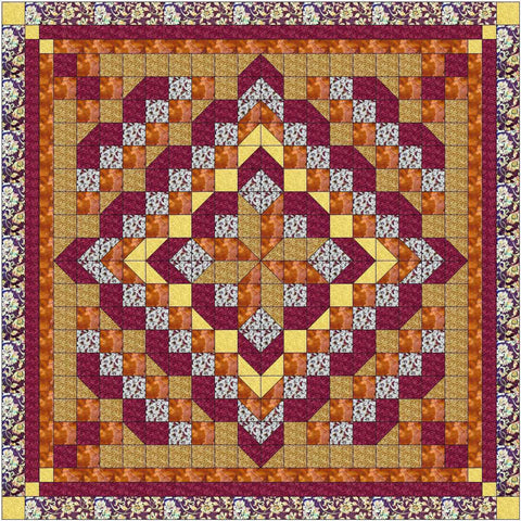 Quilt Kit/Faceted Star/Burgandy Golds/Pre-cut Fabrics Ready To Sew!