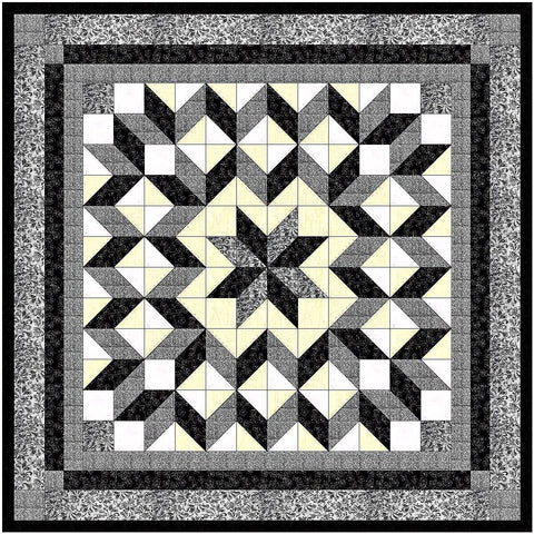 Easy Quilt Kit/Galaxy Star/Black and White /Pre-cut Fabrics Ready To Sew