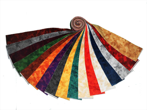 16 2.5 Inch Quilting Fabric Jelly Roll Strips Harvest Leaves!  Deep Rich Colors