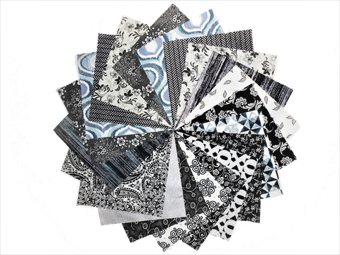 17 10" Black and White Quilting Fabric Layer Cake Squares NEW ITEM-Buy It Now !