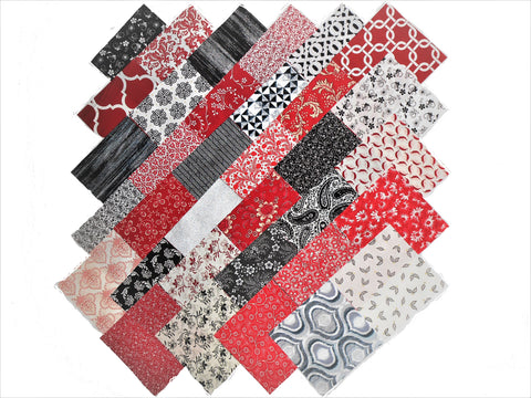 34 10 X 10 inch Quilting LAYER CAKE Squares Red/Black and Whites Buy It NOw !