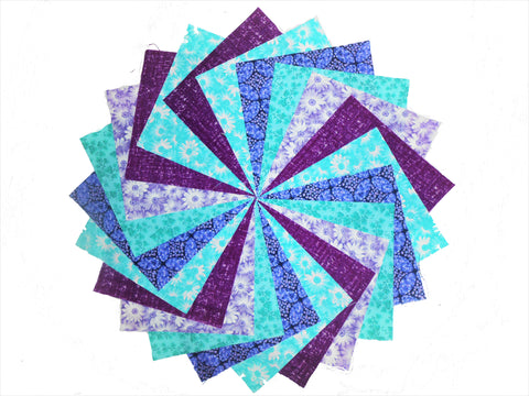 40 5" Quilting Fabric Squares Cool Breeze/Shades of Purple and Blue