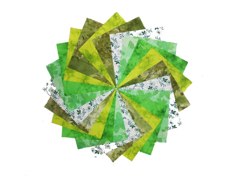 40 5" Quilting Fabric Squares "GREENDAY"/Shades of Green