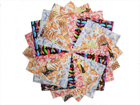 40 5" Quilting Fabric Squares Beautiful Butterflies and Dragonflies