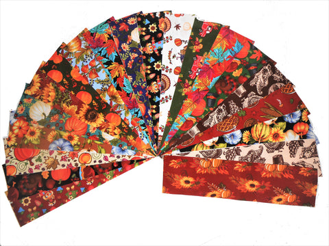 40 2.5X10" RAIL FENCE FABRIC STRIP Autumn Medley Prints QUIILTING FABRIC