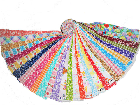 30 2.5 Inch Joyful Easter Day Quilting Fabric Jelly Roll Strips/ 30 different prints
