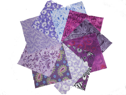 40 5" Quilting Fabric Squares Purple Passion/Shades of Purple