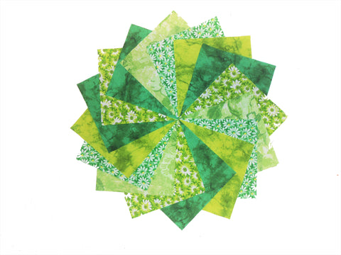 40 5" Quilting Fabric Squares Four Leaf Clover/Shades of Green BUY IT NOW !!