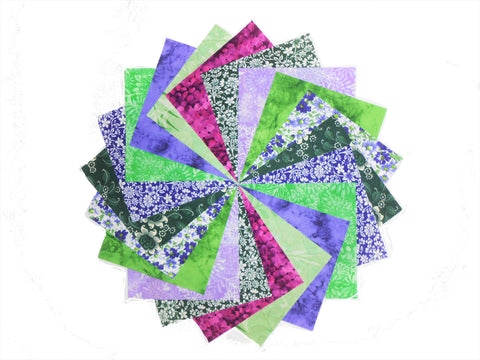 40 5" Quilting Fabric Squares LUCIOUS PRUPLE & GREENS GRAPES