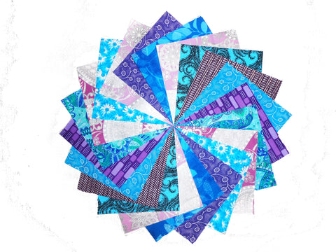 40 5" Quilting Fabric Squares Twilight/Shades of Purple and Blue