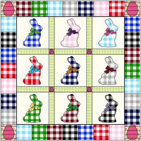 Quilt Kit Easter Buffalo Check Bunny Ready to Sew/Easy Applique/Lap