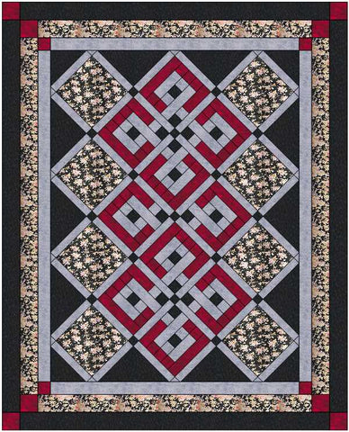 Quilt Kit Celtic Roads Red, Black and Gray
