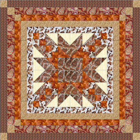 Elegant Star Neutral Quilt kit/Autumn Hues/Rust and Browns