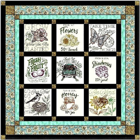 Quilt Kit Farmer's Market Springtime/Ready2Sew/w Finished Embroidery Blocks
