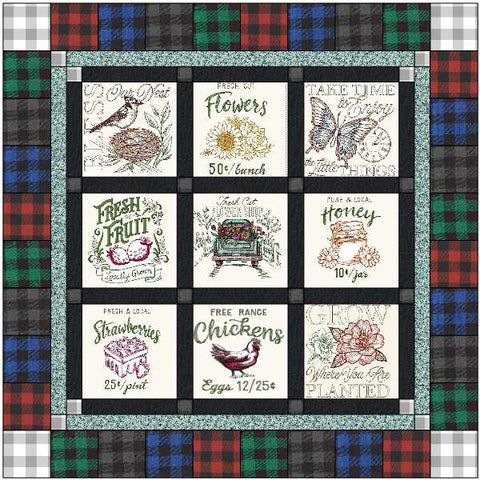 Quilt Kit Farmer's Market Farmhouse Style/Ready2Sew/w Finished Embroidery Blocks