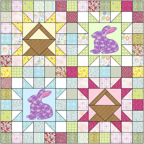 Quilt Kit Easter Hopping Into Spring Lap Quilt/Benartex/Pieced and Applique/Pre Cut & Ready to Sew!!