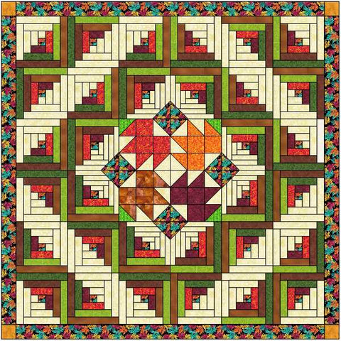 Easy Quilt Kit Log Cabin Falling Leaves/Pre-cut Fabrics Ready To Sew!